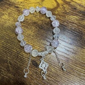 Elegant Silver and Purple Beaded Bracelet